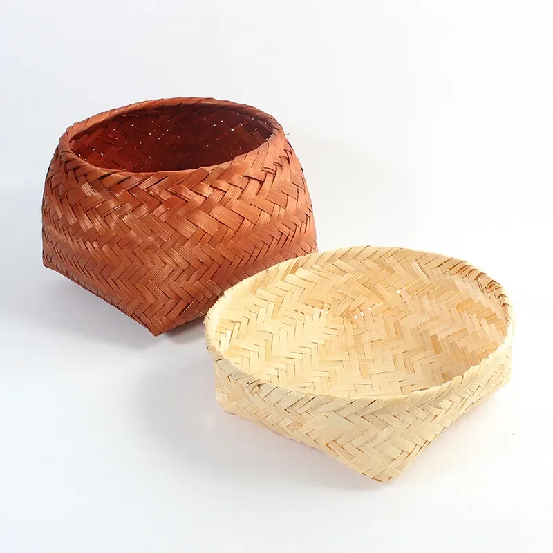 Wholesale artificial rattan woven bamboo basket outdoor picnic basket Fruit Basket