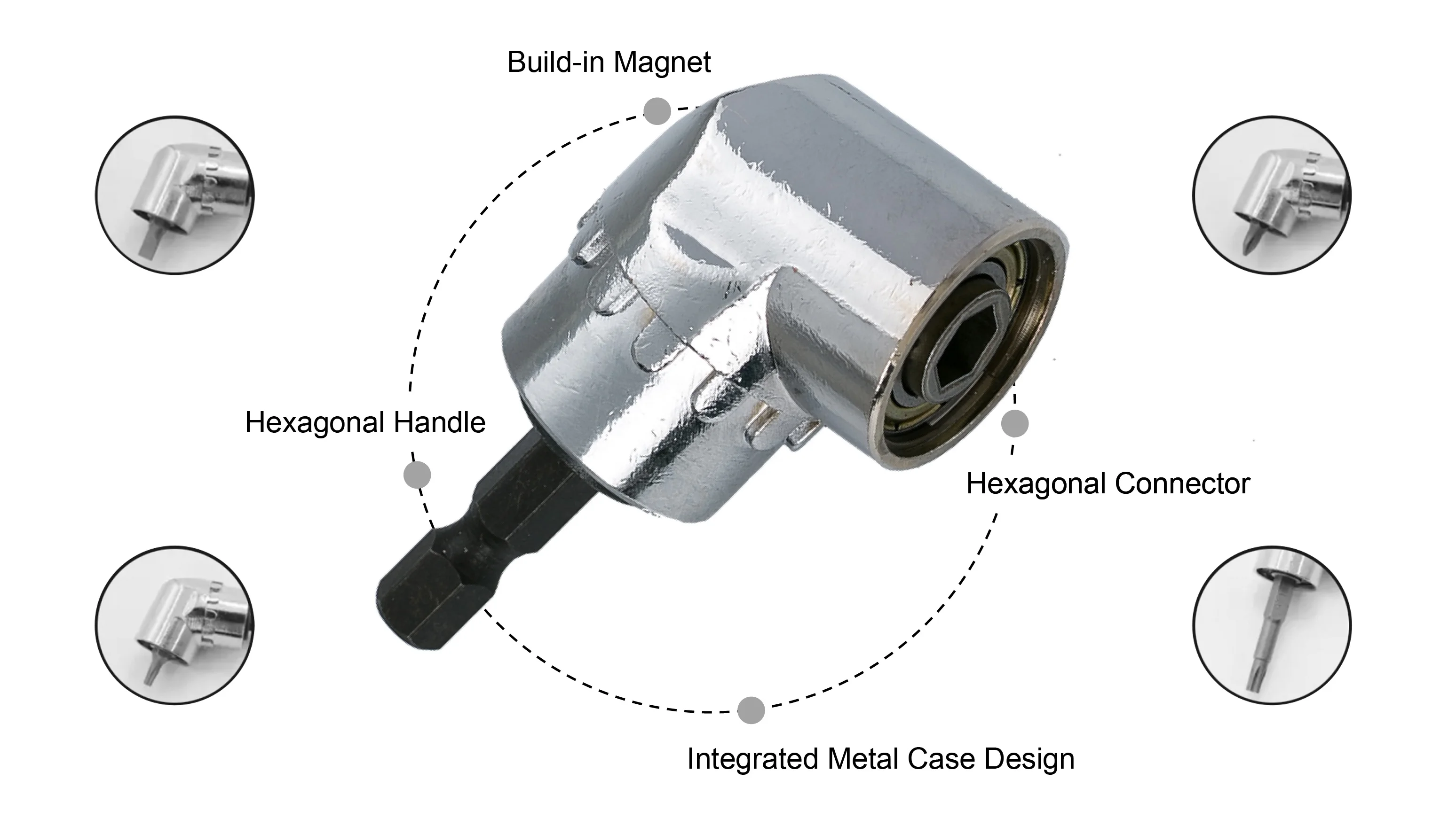 Магнитный шестигранный держатель для отвертки под прямым углом 105 градусов