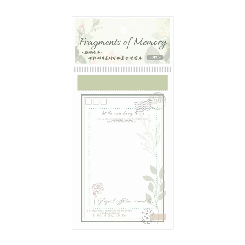 30 pieces/pack, removable retro notebook, memory fragment series, basic writing notes, 6 options to choose from