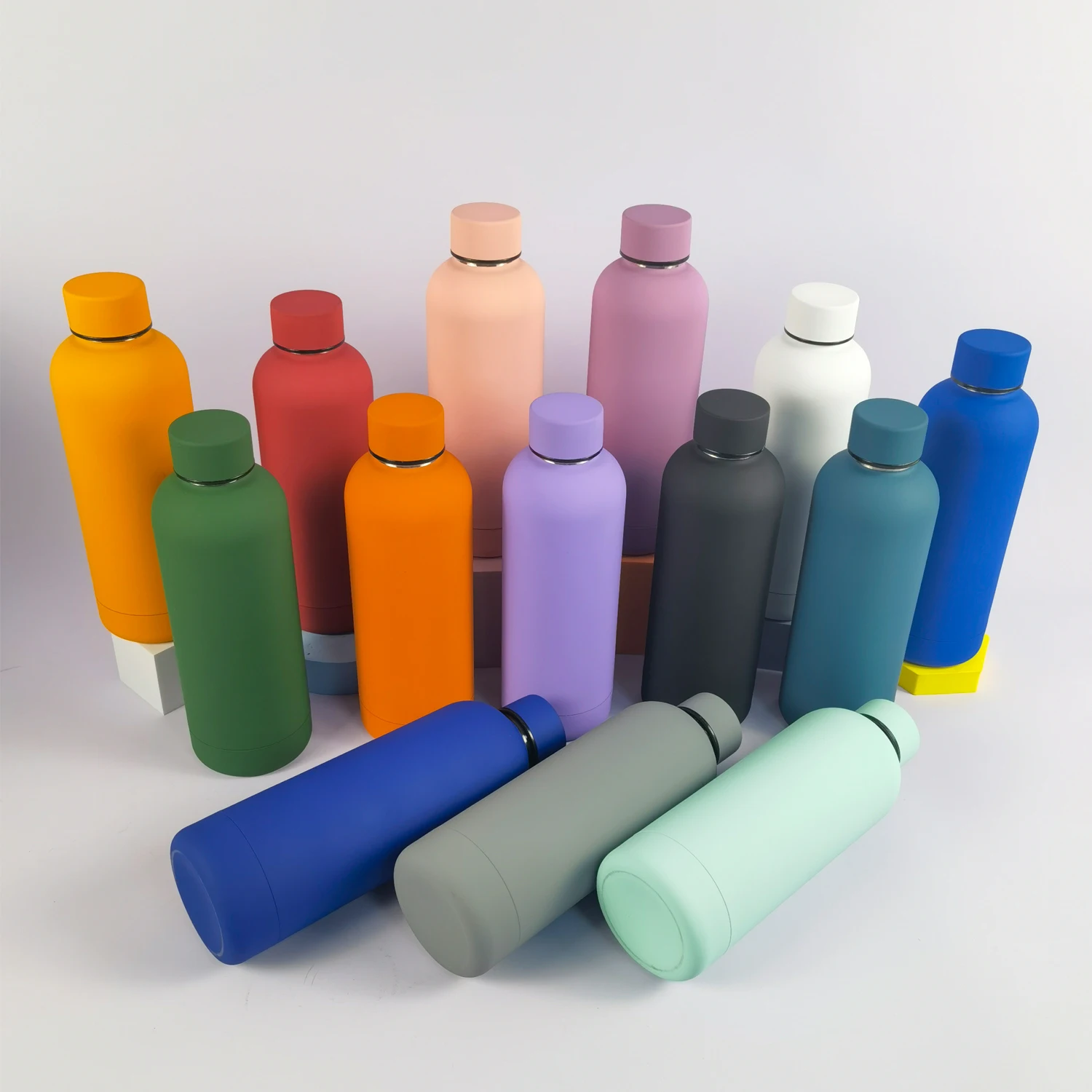 500ml Wholesale Custom Double Vacuum Flask Rubber Coating Narrow Mouth Stainless Steel Thermos flask