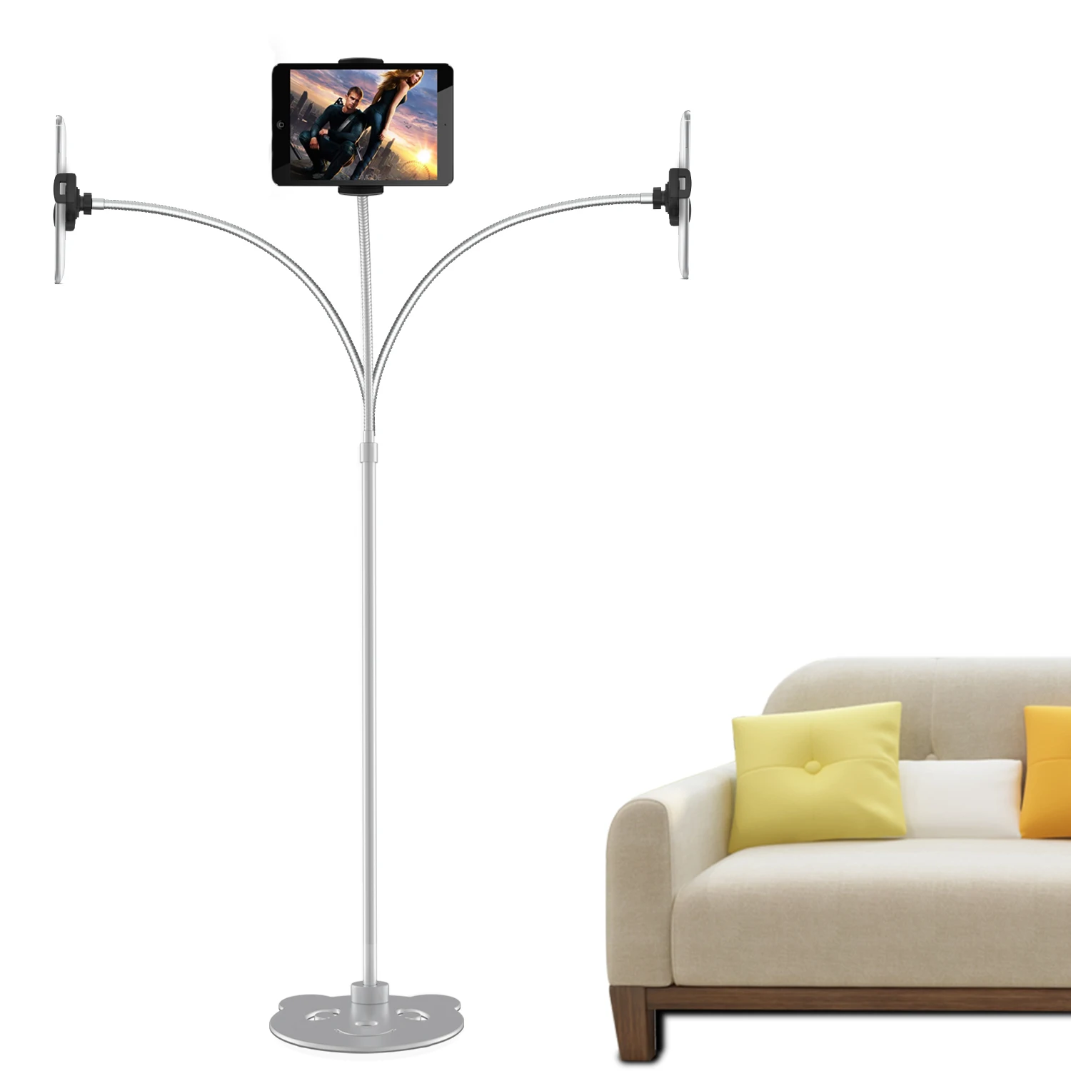 Adjustable Aluminum Tablet Floor Stand For Bed 360 Degree Rotating Lazy Cell Phone Floor Holder For Ipad