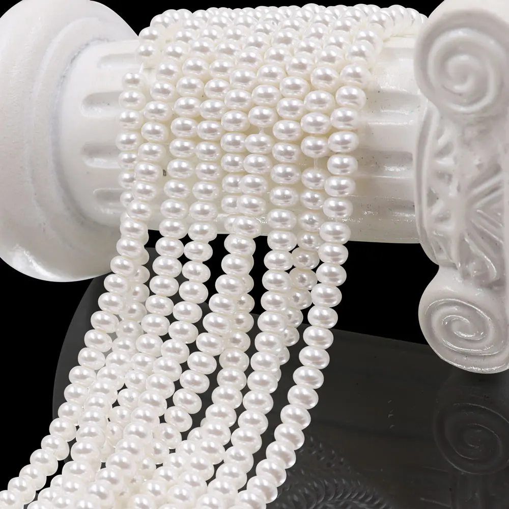 2x4mm Tiny Disc Shape Abacus Crystal White Pearl Swar Ovski Rondelle Glass Beads for Jewelry Bracelet Decoration Making