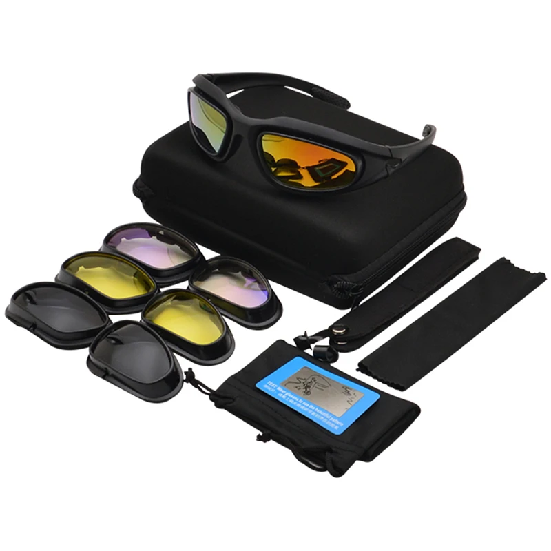 JSJM Polarized Glasses Outdoor Sports Glasses Anti-Shock Shooting Tactical Goggles Set