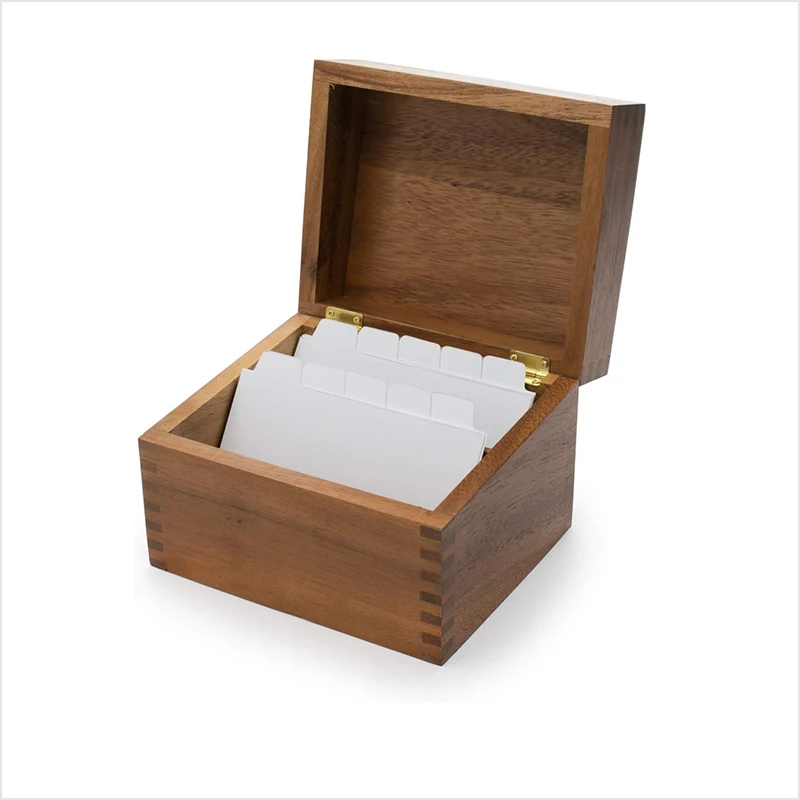 Acacia Wooden Recipe Card Storage Box