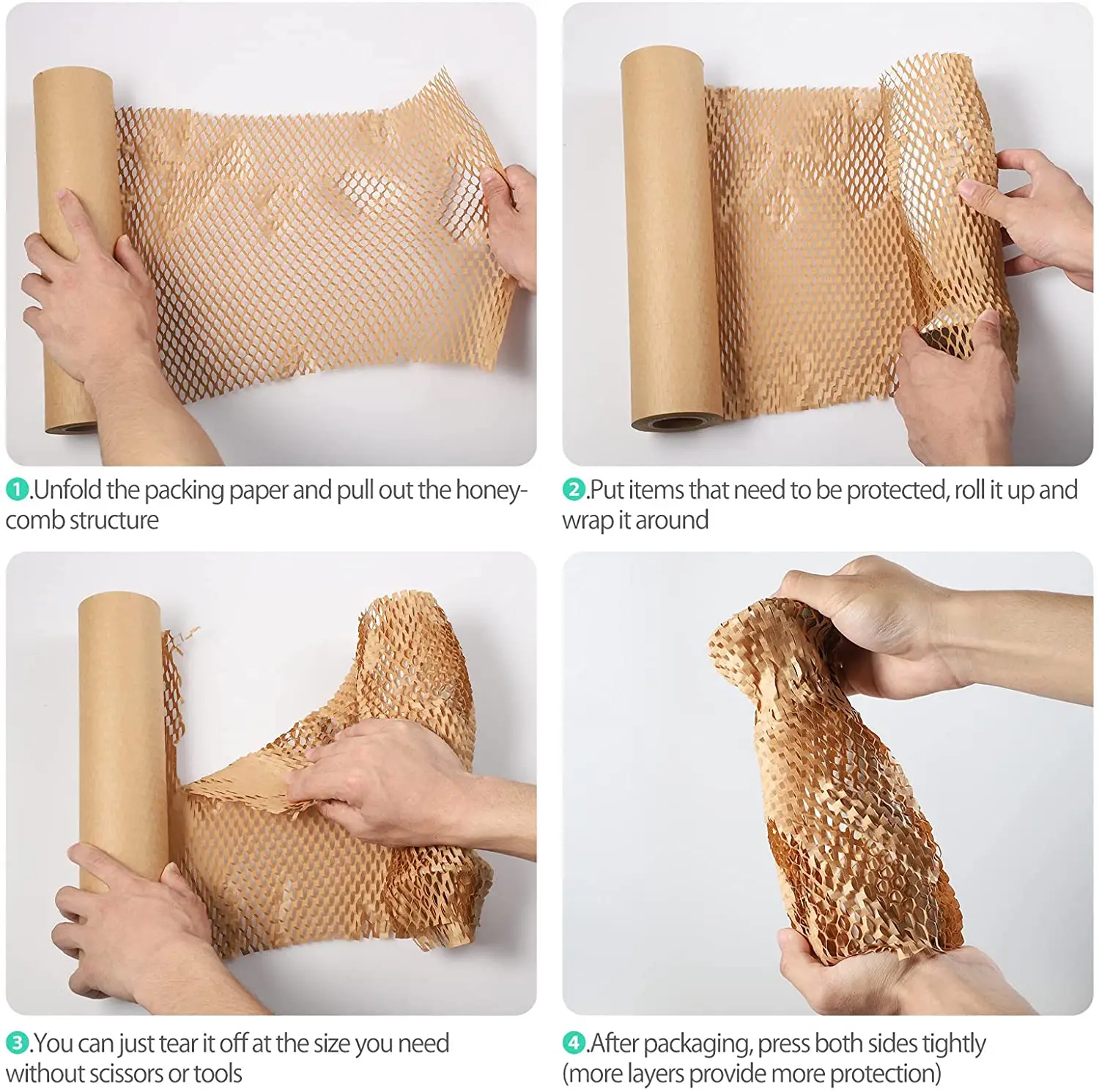 Anti-collision Kraft Honeycomb Paper Cushioning for Flowers Craft Packing and Moving Breakables Wrap Wedding Birthday