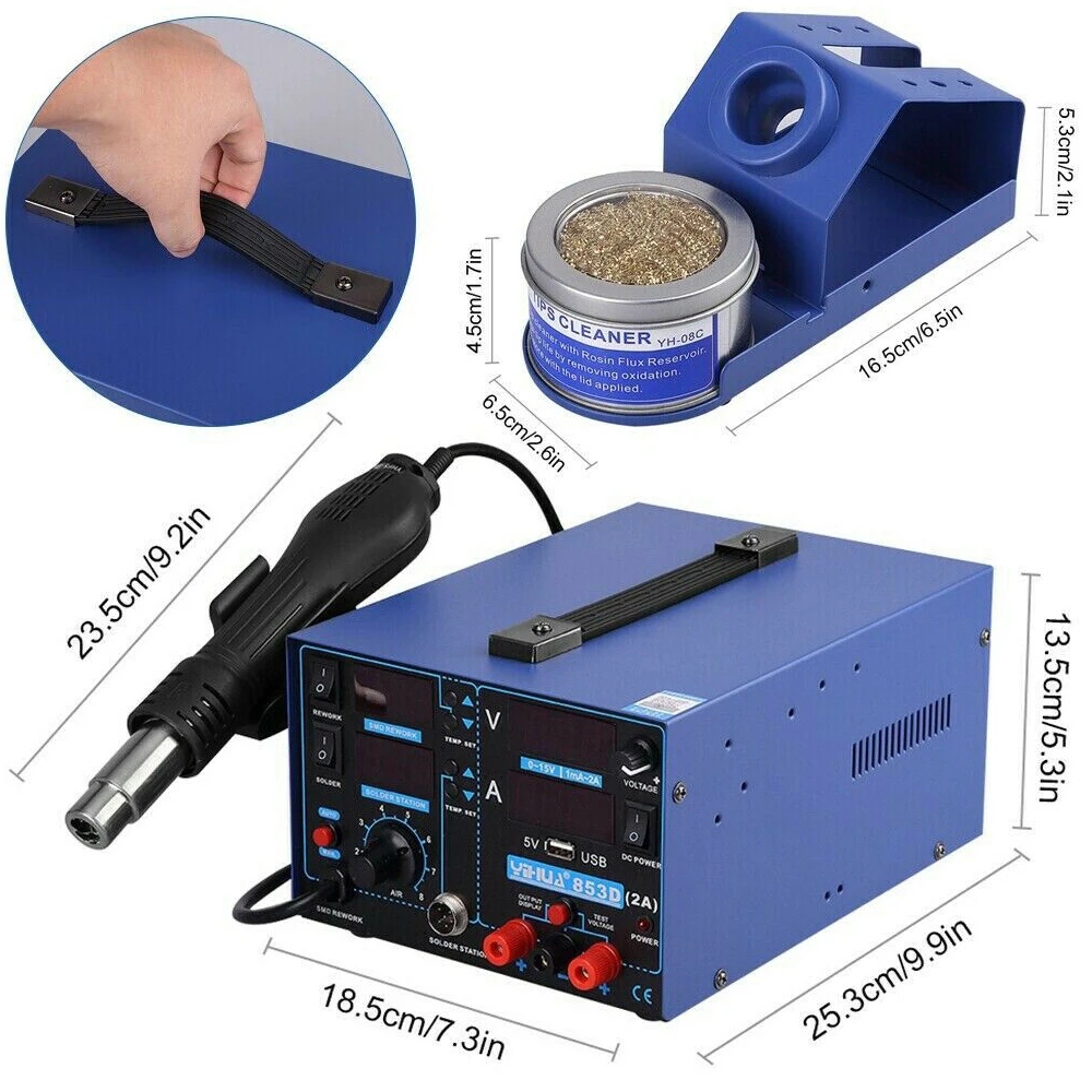  853D USB 2A 15 в 3 1 инструменты для сварки BGA ремонтный пистолет горячего воздуха паяльник источник питания постоянного тока ремонта мобильных
