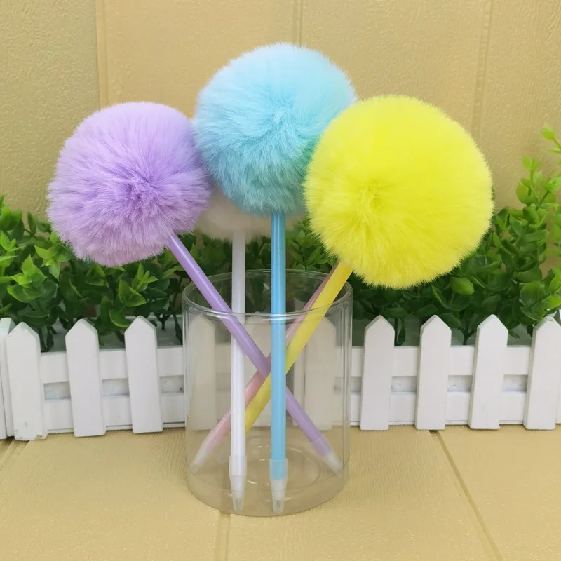 Custom Cute Colorful Fluffy Ballpoint Pen  Pom pom Pen for Girls Party