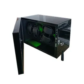 Automatic watch winder safe wood leather rotation watch winder box  4 slots with  RGB LIGHT