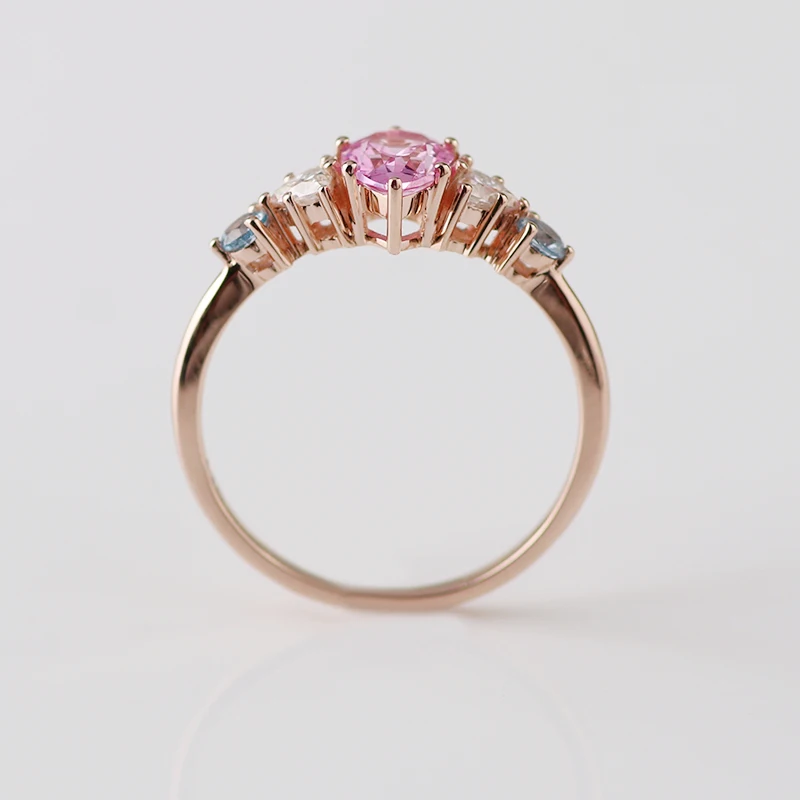 5*7mm Ruby Gemstone Solid 14K Rose Gold Engagement Gold Wedding Ring Pear Cut Ring for Ladies