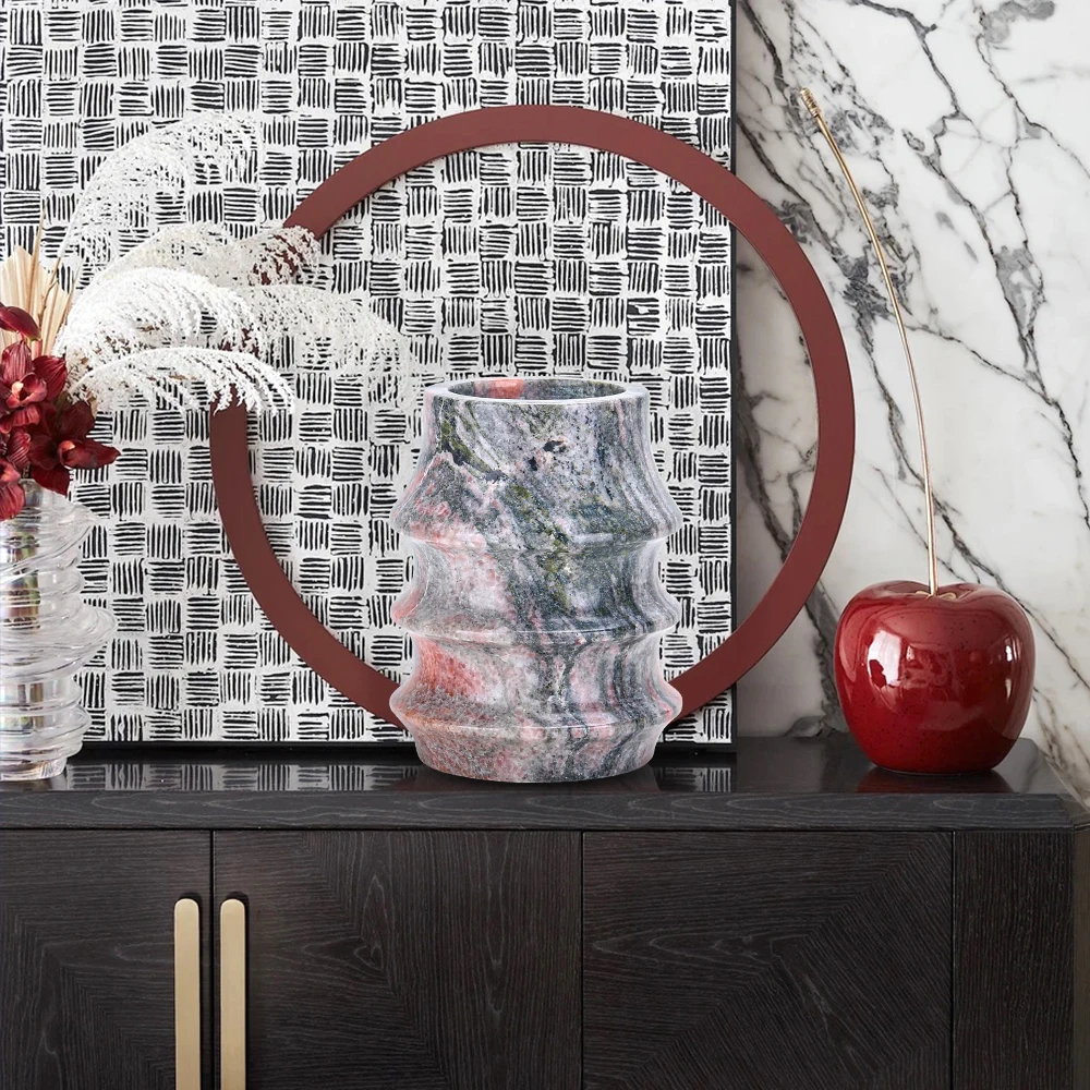 Nordic Modern Style Natural Marble Vase For Artificial Flowers And Fresh Flowers Table Flower Vase For Home Interior Decor