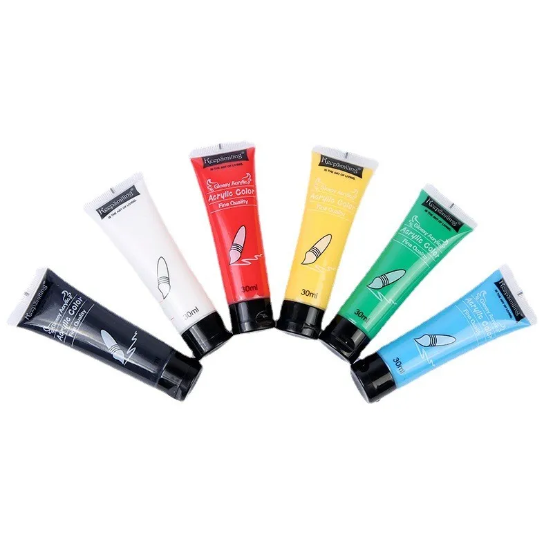 High Quality 6 Colors 30ml Tube Acrylic Paint Set For Professional Artists Kids Students Beginners