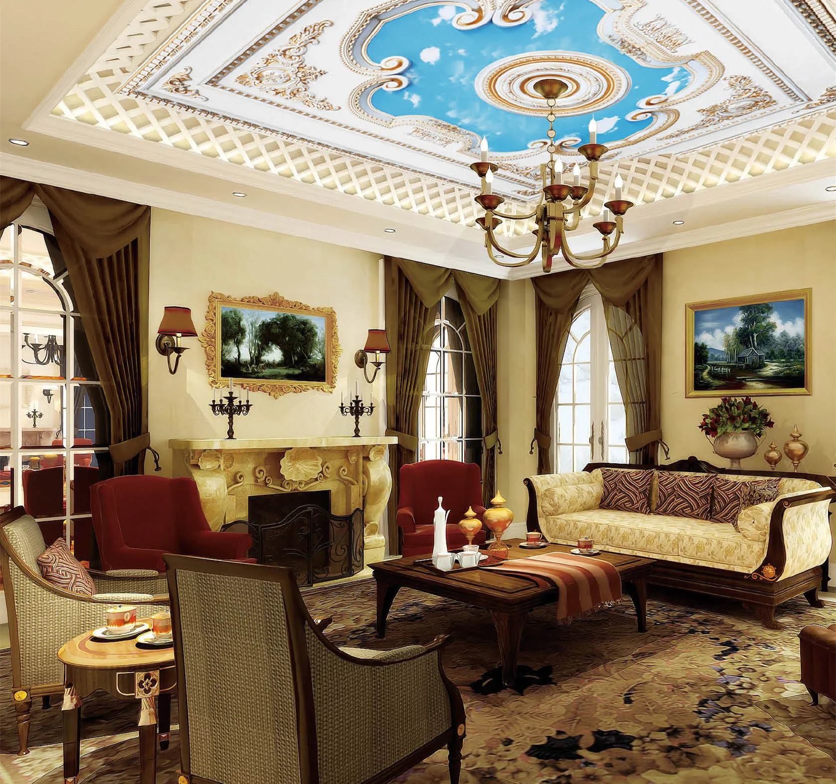 Types of ceiling board material cheap modern ceiling lightsl false PS artistic ceiling