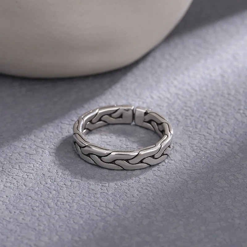 Vintage Vintage Hand-Woven Hemp Braid Modeling Index Finger Ring Open Ring For Men And Brass Ring for Women