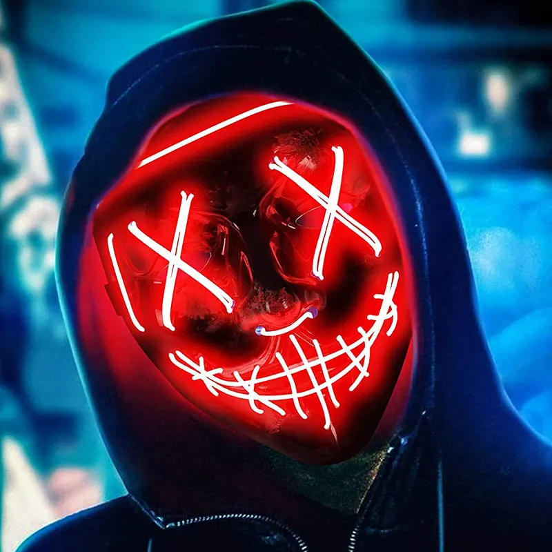 Cosplay Glowing In The Dark Mask Scary Halloween Mask LED Light Up LED Neon Halloween Mask ECOPARTY