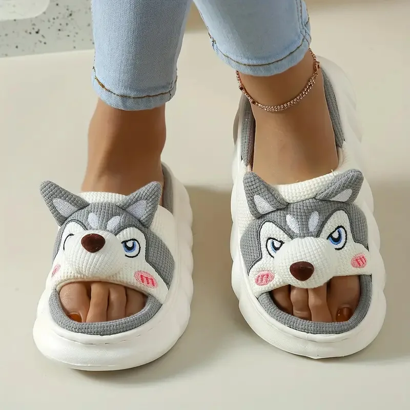 Wholesale New Fashion Slippers Thick Soles Comfortable Nonslip Wear Resistant Ladies  Dog Animal Slippers