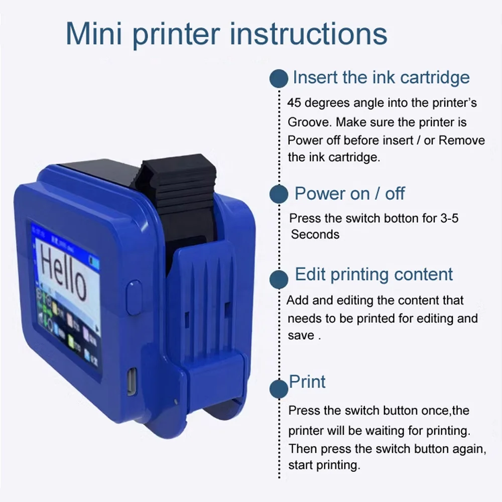 Invisible Ink Inkjet Handheld Printer Mini Manual Date Batch Code and Barcode Printer for Cap Bottle and Jar Cosmetics
