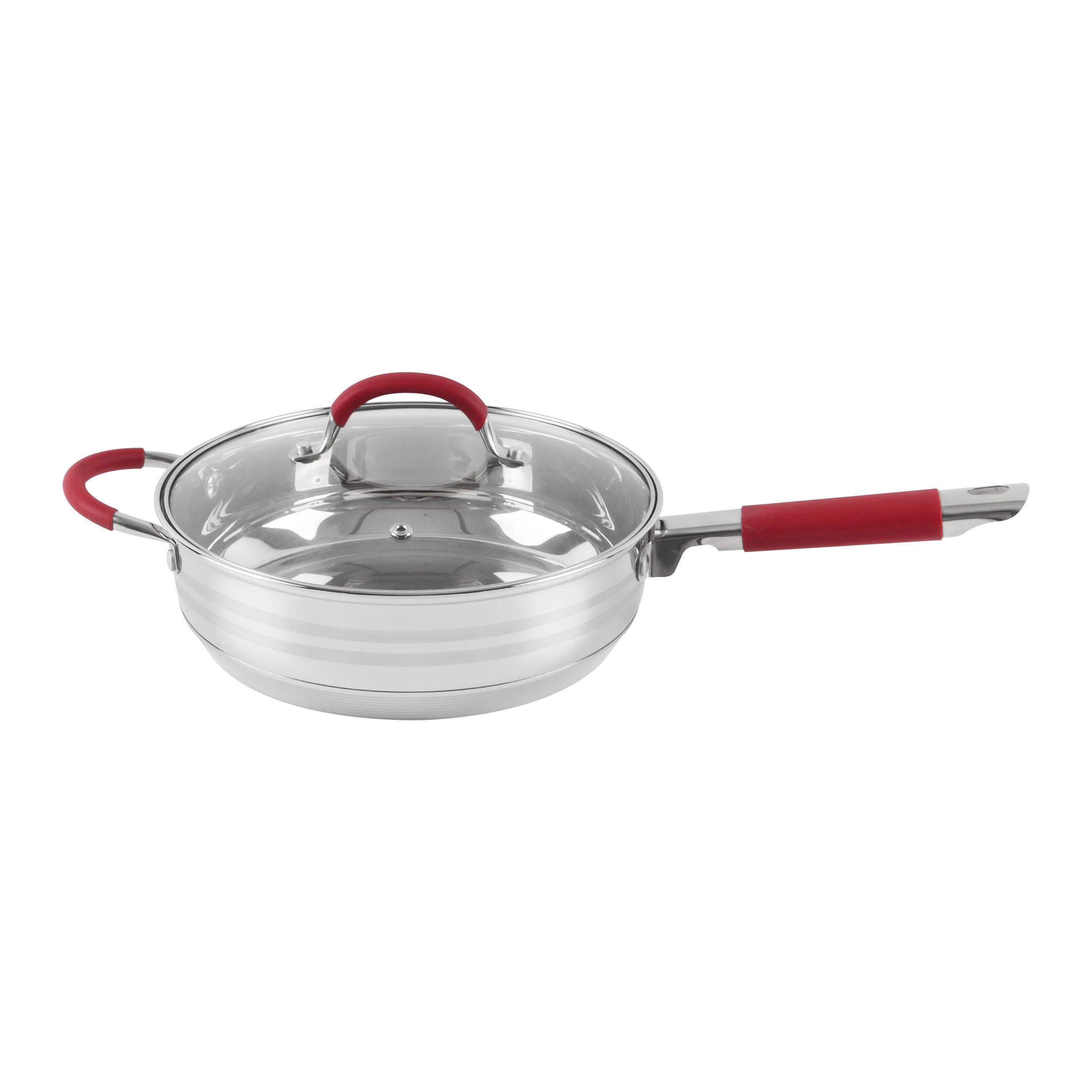 Cilicon Stainless Steel Handle for Soup Stock Cooking Durable Stainless Steel Cookware Set Casserole with glass Lid