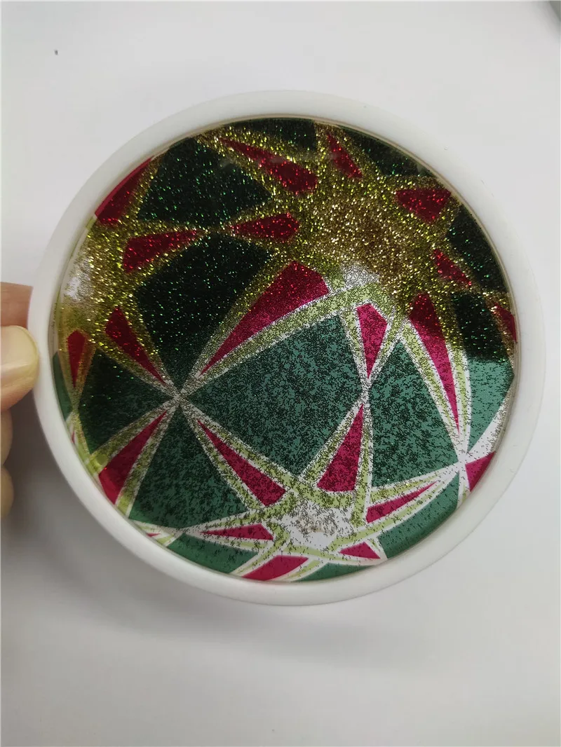 High Quality Acrylic PMMA Silicone Glitter Sparkle Shiny Waterfall Snow Floating Liquid Oil Coaster