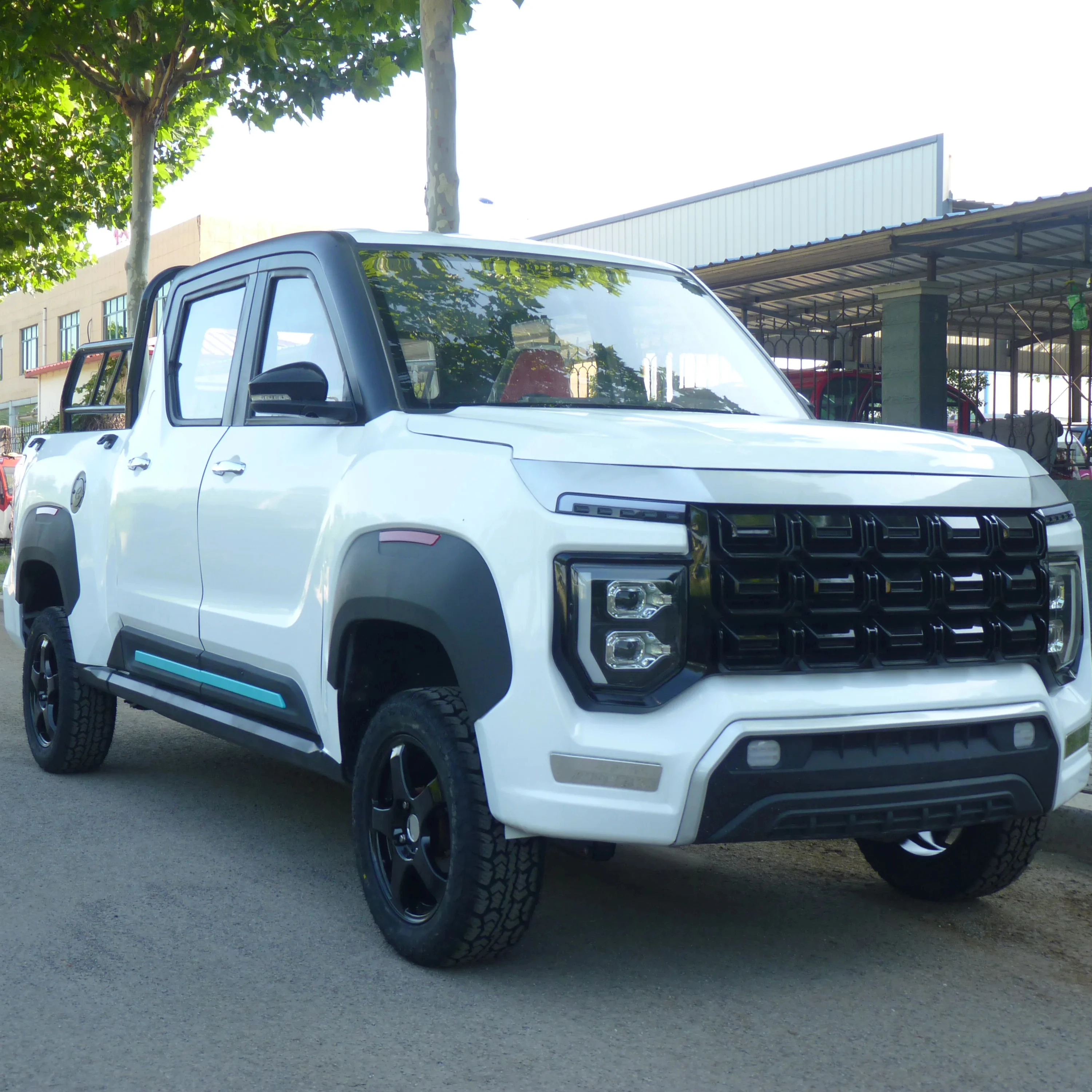 White Blue Pickup Patrol Car Electric Mini Car Cargo Truck Double Row 4 Seat Pickup Truck