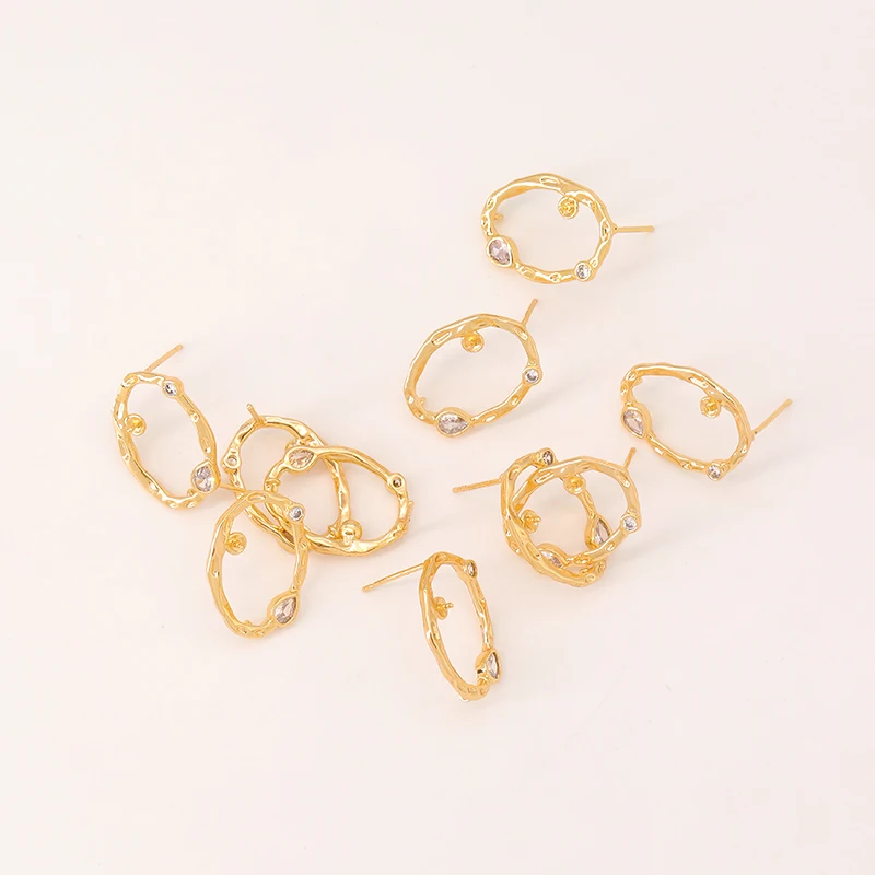 Zhongxing New ht selling earring accessories wholesale French style earrings micro-set zircon earrings spot DIY handmade ear pin