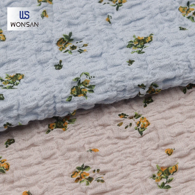 China High Quality Cotton Nylon Spandex High Elastic Core Spun Yarn Dresses Frock Cloth Warp Knitted Crepe Printing Fabric