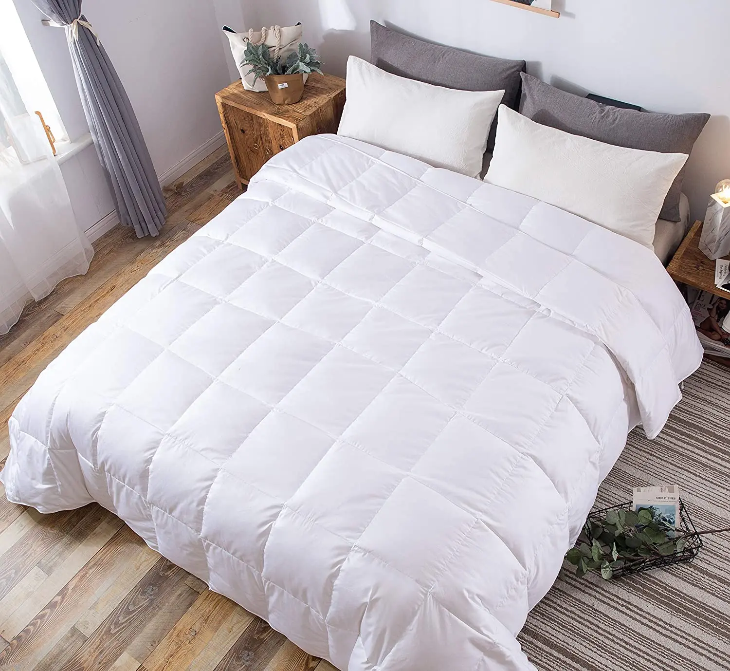 Indoor Down blanket Queen Size With Piping Down Filled Blankets with Binding White Goose Down Comforter Duvet Queen Size