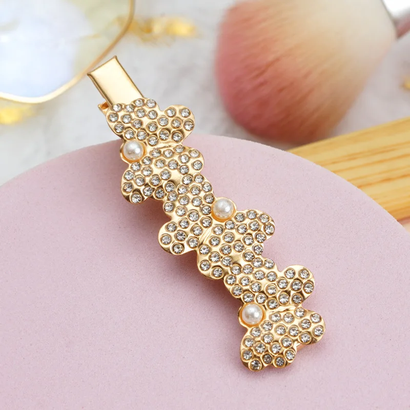 Fancy luxury rhinestone seashell hair pin pearl star crocodile ladies hair clips