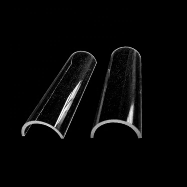 SUCCESS Transparent Curved Fused Quartz Glass Pane UV Curing Half Quartz Tubes