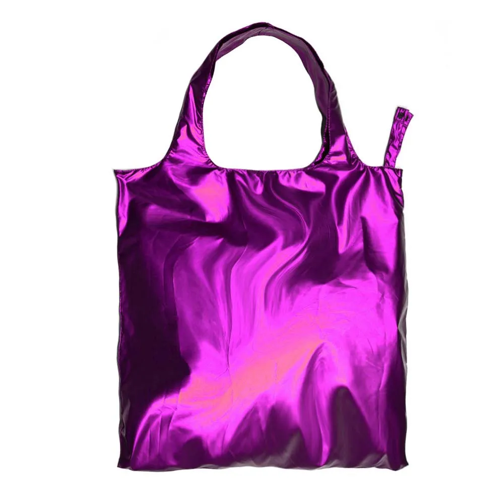 Fashion Design Solid Metal Color Eco Friendly Foldable Shopping Tote Bags For Packaging Gift Beach Sports Travel Storage Pouches