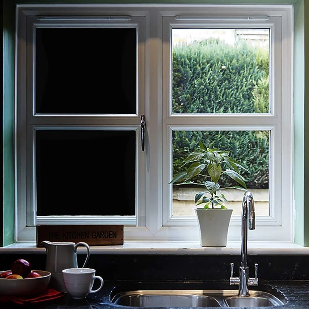 Black Opaque Blackout Window Privacy Film Building Glass Decoration Film UV Rejection House Glass Tint Film
