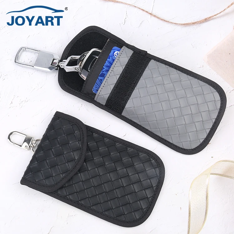 Joyart hot selling new design key wallet protected smart leather holder case rfid anti thief car key signal blocking pouch