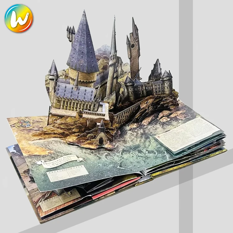 Personalized art full thick story 3d hardcover book elastic fabric decorative stamping pop-up book for kids