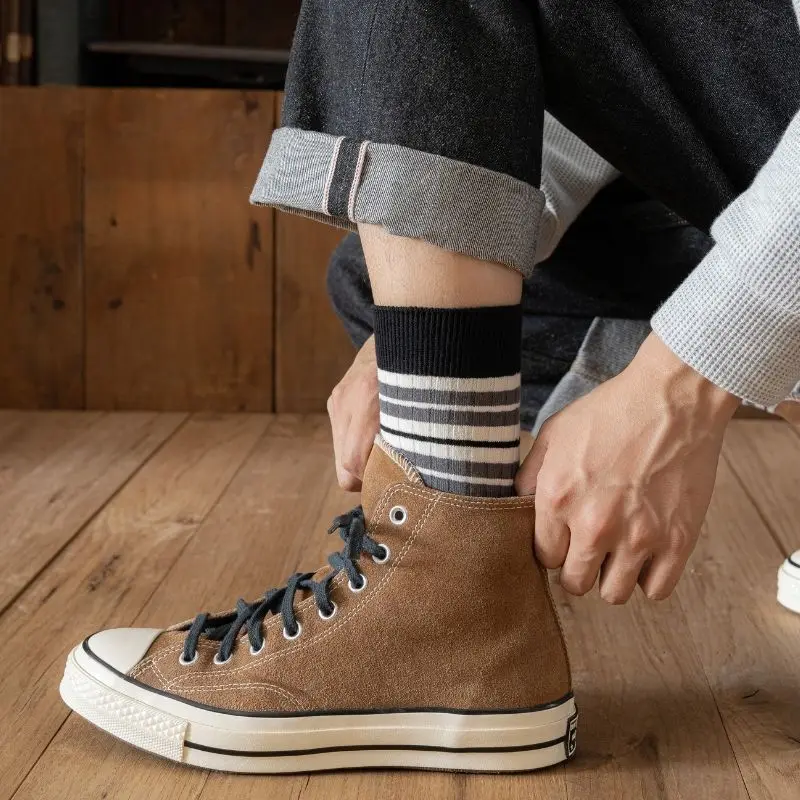 Make your own custom logo design crew striped ankle man long funny for men socks