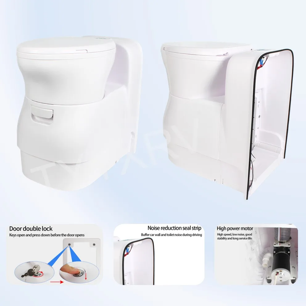TYTXRV RV Accessories Motorhome DC12V  300W Electric Crushing Flushing RV Caravan Toilet Cassette Toilet for Caravan