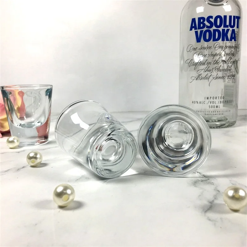 60ml small size double shot glass for coffee liqueur with nail shape bottom cheap price small spirit glass tumbler for home