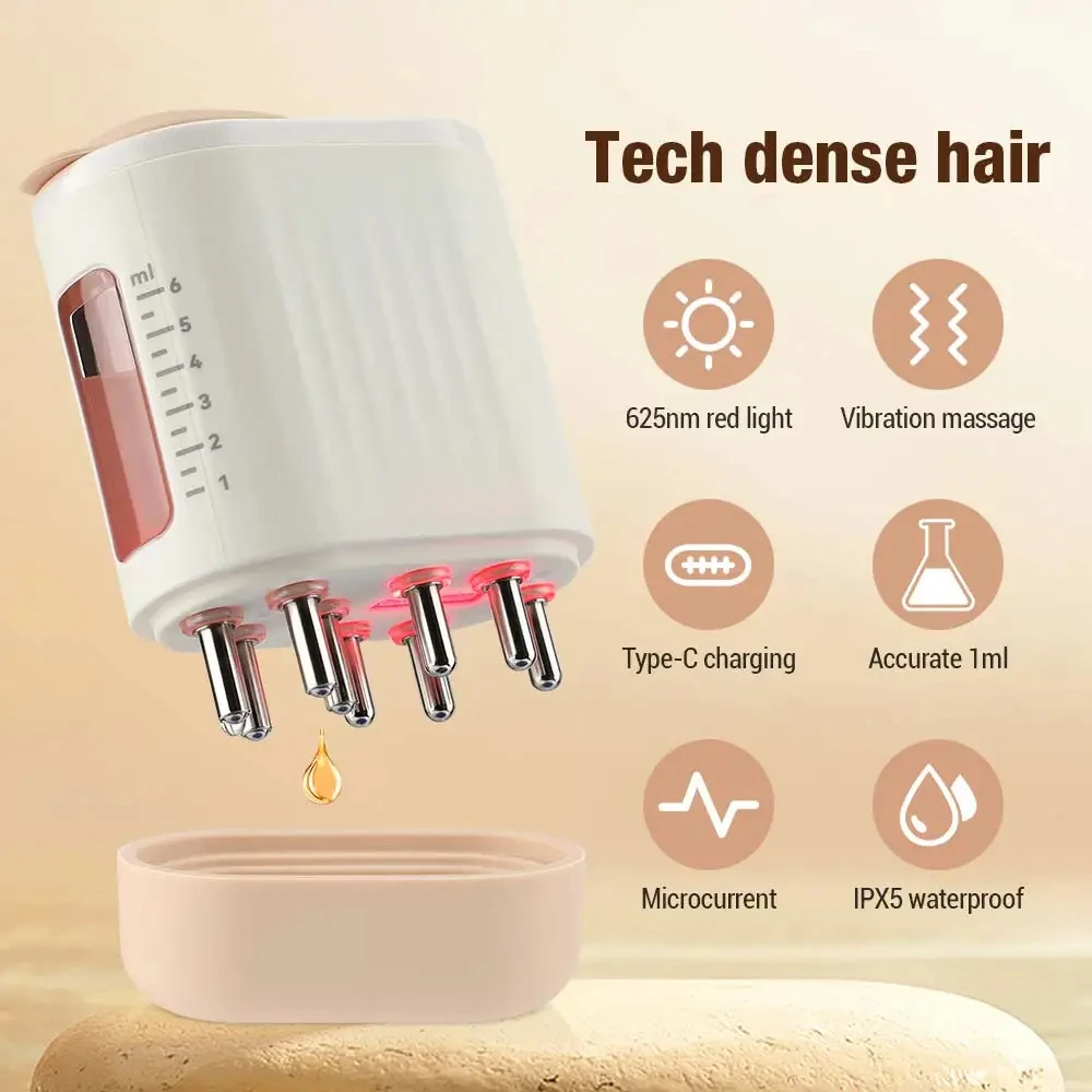 Microcurrent Electric Scalp Massager Brush Vibration Red Light Therapy Head Massage Comb Hair Growth Oil Liquid Applicator