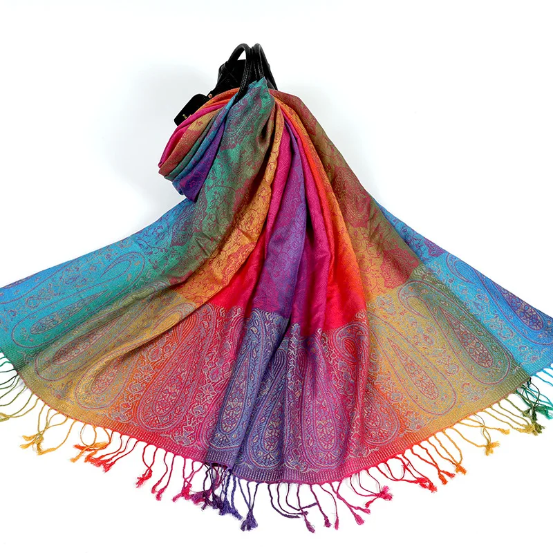 Ethnic Style Mixed Scarf Dual Jacquard Colorful Cashew Long Scarf Tourist Shawl Headscarf Imitation Cashmere Kashmir Scarf