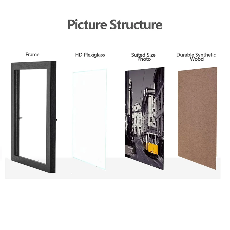 new design simple style decorative photo  frame 4*6  high quality painting wood frame sublimation wooden picture frame A4