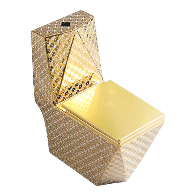 Electroplated ceramic sanitary wc couleur or de toilette water closet gold and white diamond golden toilet