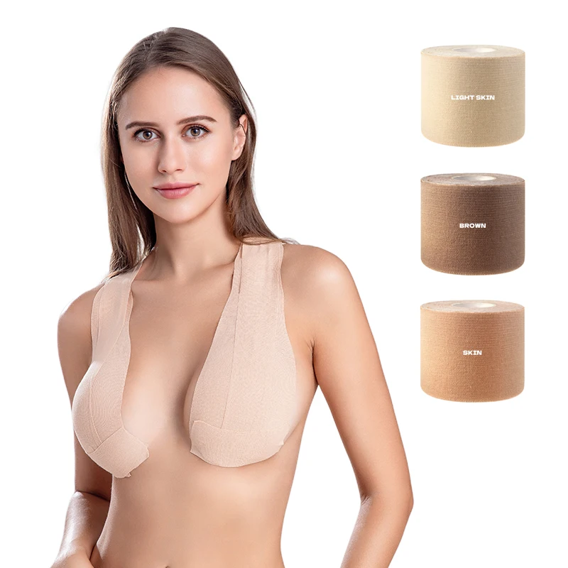 High Quality Seamless Invisible Silicone Boob Tape Strapless Plus Size Sticky Bra for Women Custom Logo Boxed Reusable Underwear
