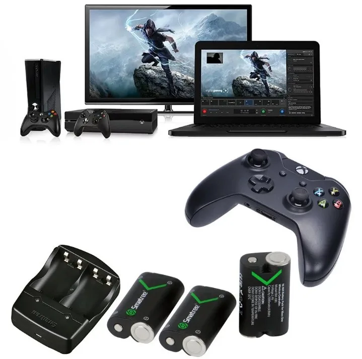 Rechargeable NI-MH Battery 2000mAH (3-Pack) + Dual-Channel Charger for Xbox One / S Wireless
