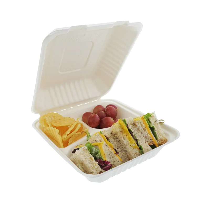 OEM/ODM 1/2/3/4/5/6/7 Compartment 24 OZ PLA Clamshell PLA Takeaway Container