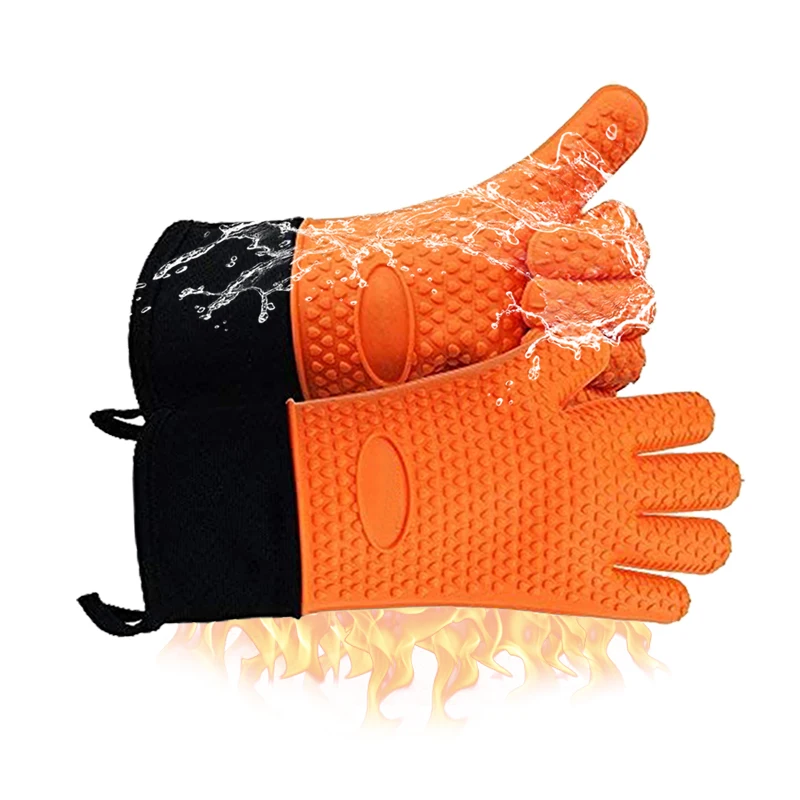 Cheap Silicone Gloves Heat Resistant Professional Double Oven Mitts For Hot Pot Holder Cooking