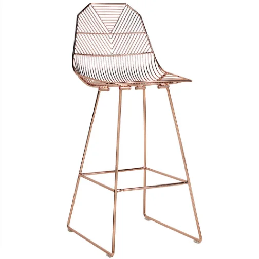 Steel frame copper electroplated Metallic wire arrow bar stool