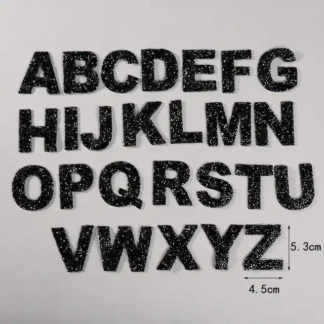 New 2024 products 26 Letters rhinestone patch Alphabet applique 3d heat transfer resin iron on patches for clothing