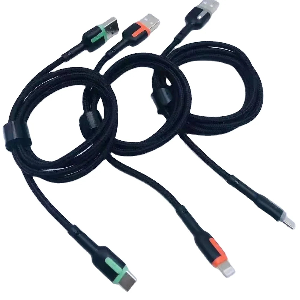 Лидер продаж, Высокоэластичный Плетеный USB-кабель для зарядки и передачи данных, длина 1 м, 2,4 А, подходит для устройств Type-C, Micro, Apple