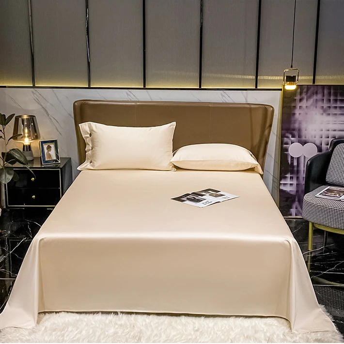 Wholesale Solid Color Bedsheets 100% Cotton Tencel Quilt Cover Bed Sheets 4pcs Bedding Set