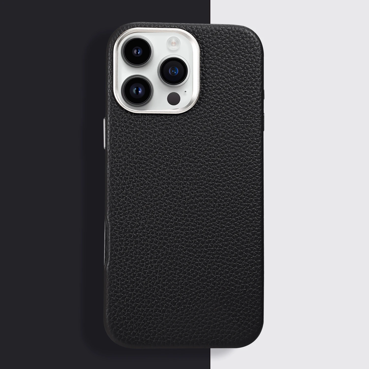 Grain PU Leather Phone Cover With Shockproof Protective Camera Bezel For iPhone 14 15 16 Pro Max Slim Pebble Leather Phone Case