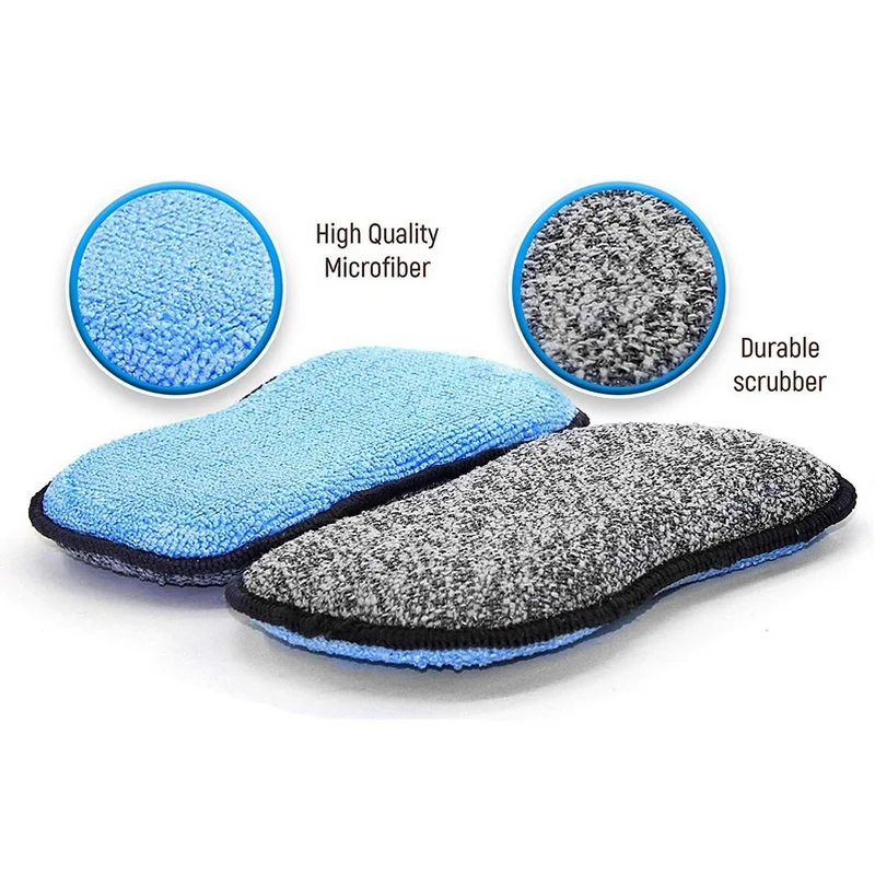 Biodegradable Kitchen Sponges Double Sided Non-Scratch Microfiber Kitchen Cleaning Sponge for Dishes Pots and Pans
