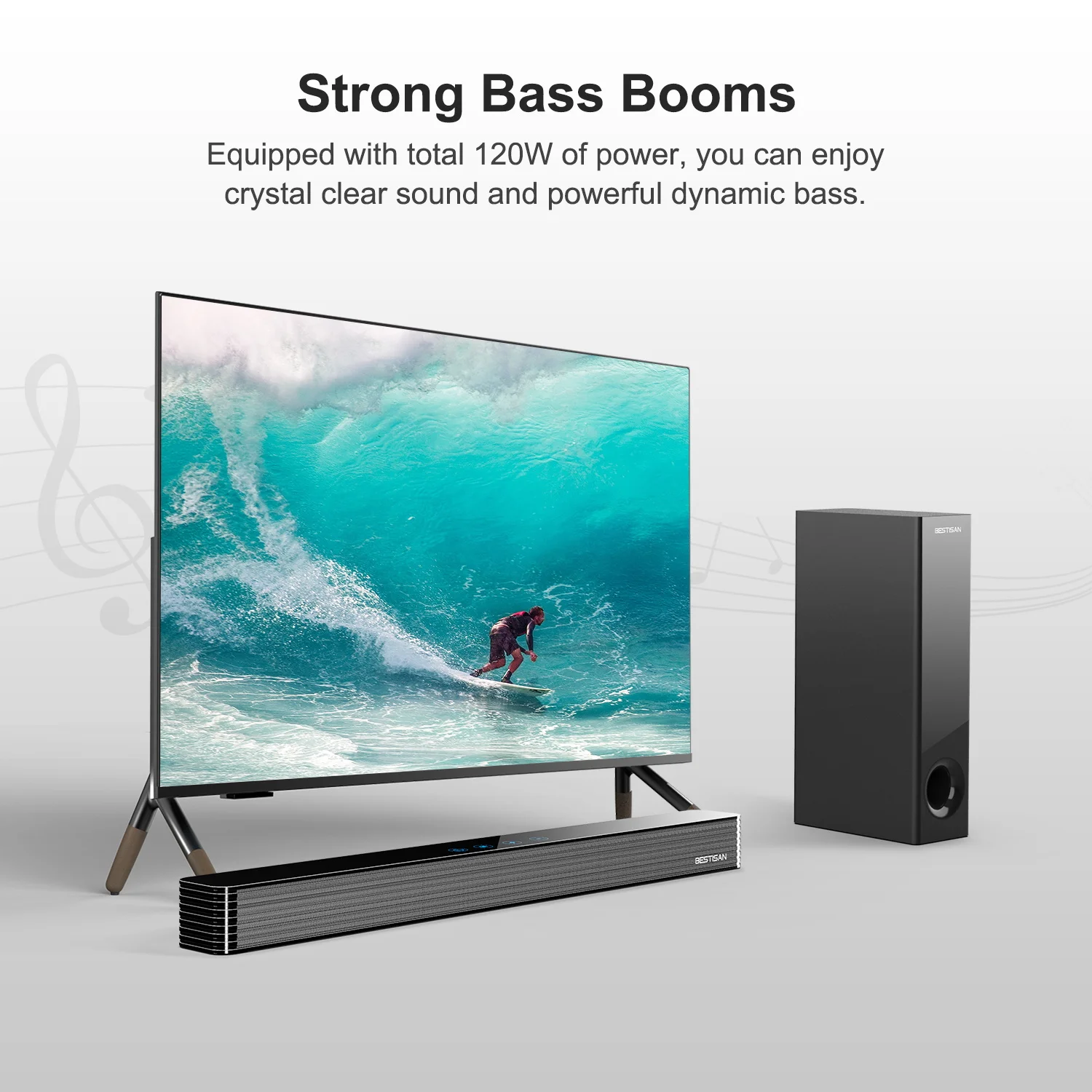 Stylish Wholesale Price Sg08 2.1 Channel 108W Square Side AUX Speakers Home Theater 5.1 Soundbar With Subwoofer